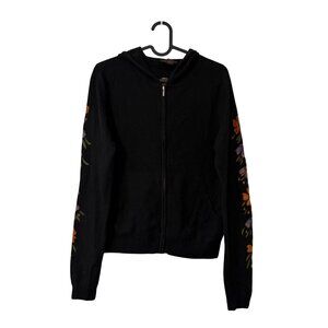 Raw 7 Vintage Y2K Cashmere Japanese Kimono Floral Sleeve Full Zip Hoodie Large